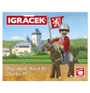 Igráček Karel IV - Karlštejn - figurka se zbrojí a koněm