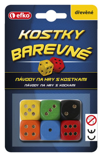 Barevné hrací kostky - dřevěné