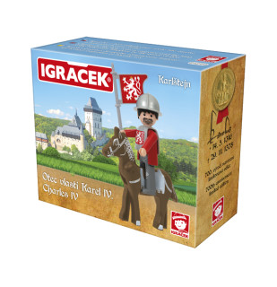 Igráček Karel IV - Karlštejn - figurka se zbrojí a koněm