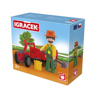 Igráček Zahradník - figurka s traktorem a příslušenstvím - výprodej
