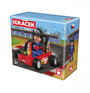 Igráček Závodník - figurka s červenou motokárou