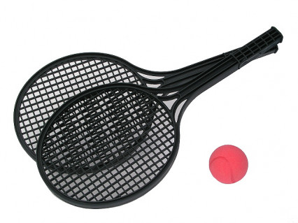 Soft tenis set - černé rakety s míčkem